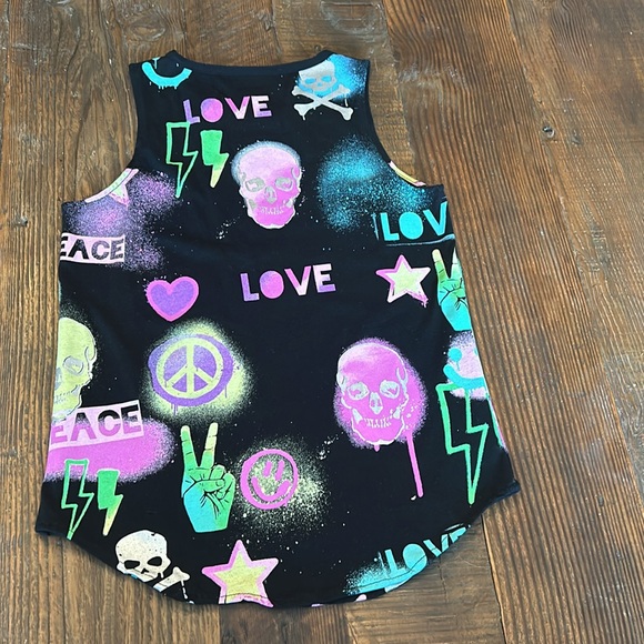 Chaser Neon - Splatter - Skull - Peace- love - Graphic Tank - Girls Sz 14 New - Picture 6 of 6